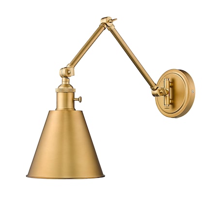 Z-Lite Gayson Wall Sconce, 1-Light, 7.5 In.W x 30.25 In.L x 7.5 In.H, Rubbed Brass/Clear 349S-RB